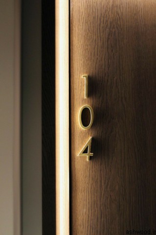 مدل درب چوبی هتل , ایده شماره روی درب