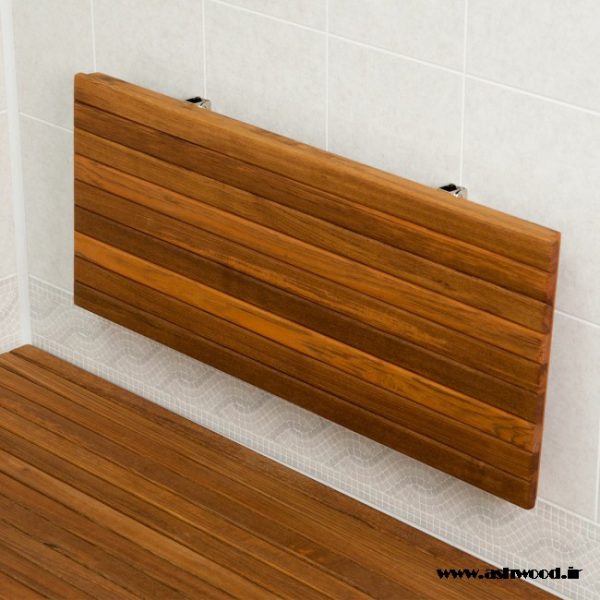 قفسه های چوبی داخلی , قفسه و صندلی گوشه در حمام , دوش کنج