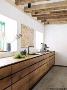 دکوراسیون آشپزخانه چوبی سبک روستیک