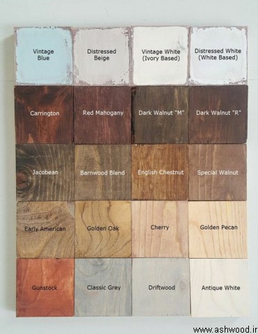 پالت رنگ چوب , انواع رنگ چوب , انتخاب رنگ چوب 