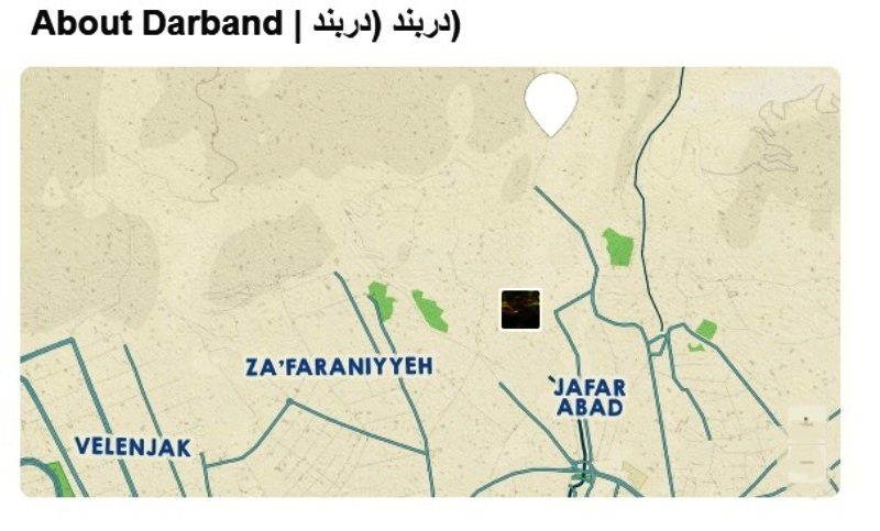 نقشه منطقه دربند در شمال تهران 