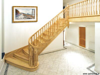 مدل جدید پله چوبی , نرده و کف پله , هندریل چوبی پلکان