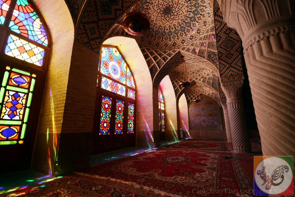 Fascinating kaleidoscope of lights inside Nasir al-Mulk mosque in Shiraz
