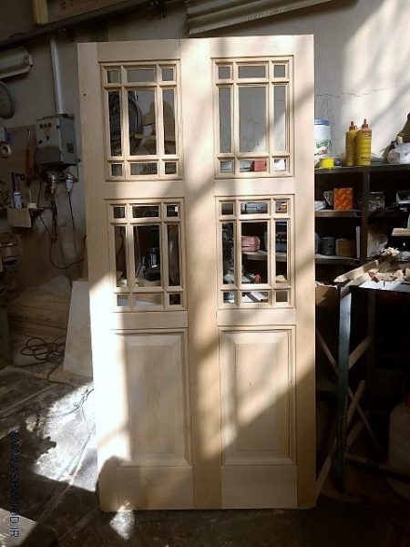 درب و پنجره سبک سنتی , درب گره چینی , درب چوبی مشبک از چوب راش آلمان