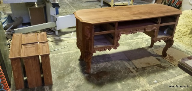 میز تحریر چوبی لوکس , میز کار چوب راش سلطنتی