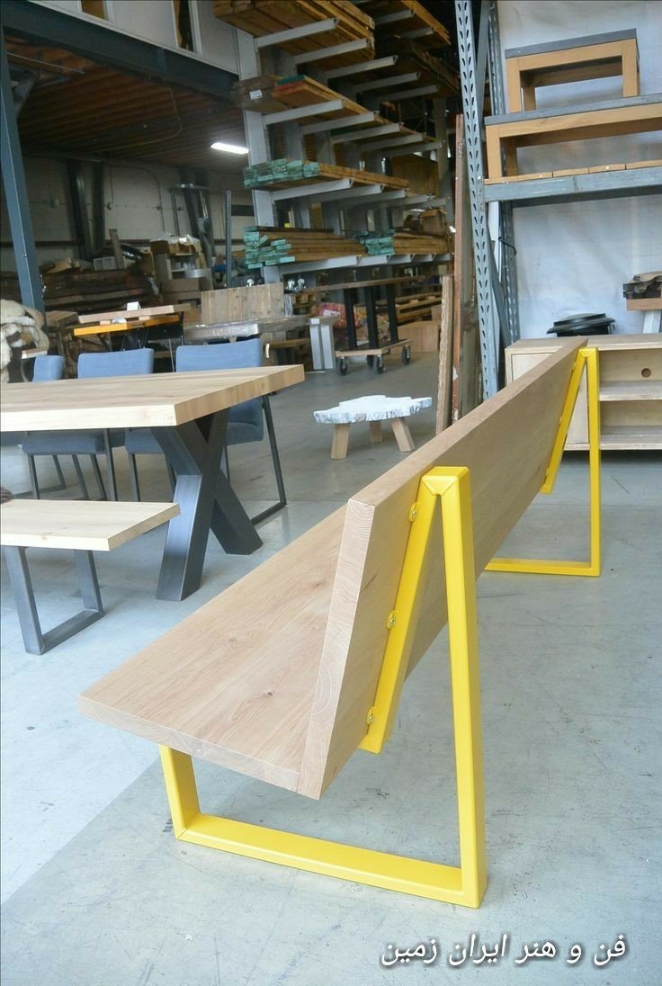 ایده میز اسلب، پایه استیل، چوب و فلز در دکوراسیون داخلی