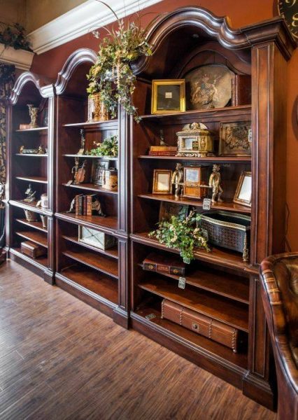 کتابخانه چوبی لوکس سبک کلاسیک , قفسه بندی و کمد تمام چوب