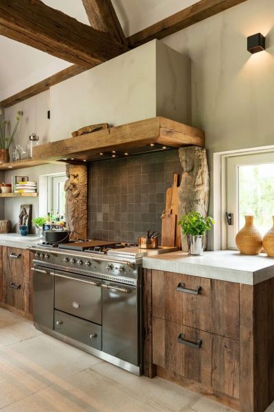 کابینت آشپزخانه سبک روستیک ، آشپزخانه تمام چوب 