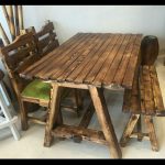 میز و صندلی سبک روستیک چوبی