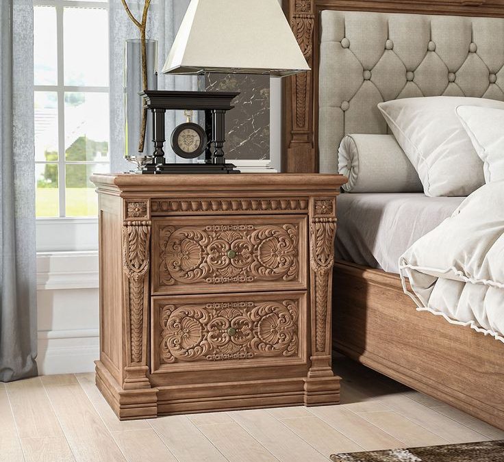 تخت خواب و دراور چوبی: گرمای طبیعت در اتاق خواب شما