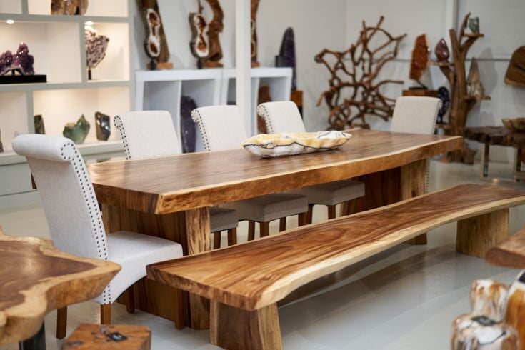 مدل میز ناهارخوری نیمکت دار چوبی 