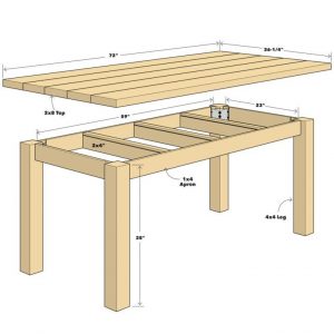پلان و نقشه میز چوبی
