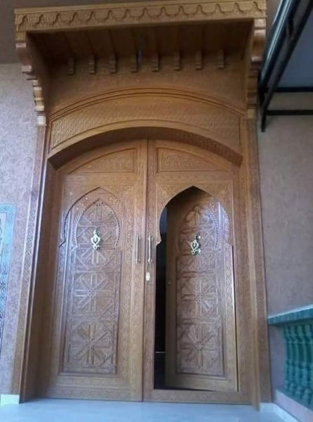 طراحی و ساخت درب چوبی مسجد ، ایده و مدل های جالب درب ورودی مسجد معماری اسلامی گره چینی و اشکال هندسی