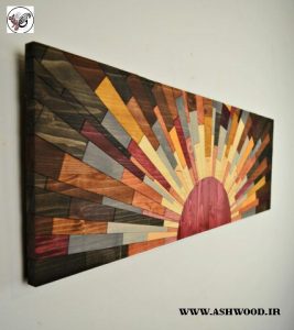 هنر دیوار چوبی به شکل خورشید یا آفتابگردان 