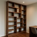کتابخانه چوبی مدرن با طراحی سفارشی و متریال طبیعی