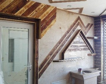 دکوراسیون ویلای چوبی ، دیوارکوب ، کفپوش و سقف کاذب چوبی ، نرده و پله چوبی