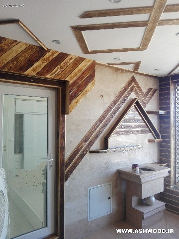 دکوراسیون ویلای چوبی ، دیوارکوب ، کفپوش و سقف کاذب چوبی ، نرده و پله چوبی