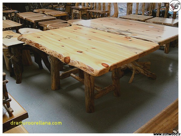 میز و نیمکت چوب کاج , دکوراسیون ناهارخوری تمام چوب کاج