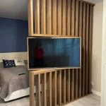 دیوار تلویزیون و lcd 360 درجه قابل چرخش , اجرای دیوار چوبی برای دیوار tv
