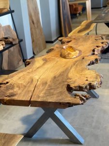 عکس اسلب چوب ، گردو بلوط با رزین کاری ، میز اسلب 