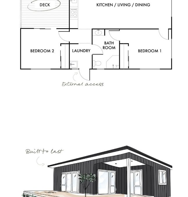 پلان و نقشه خانه ویلایی ۷۰ متر مربع ، کلبه چوبی