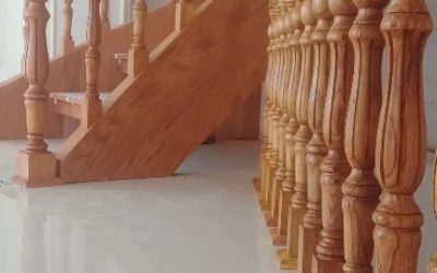اجرای پله چوب بلوط ، نصب نرده و کف پله و دسته نرده