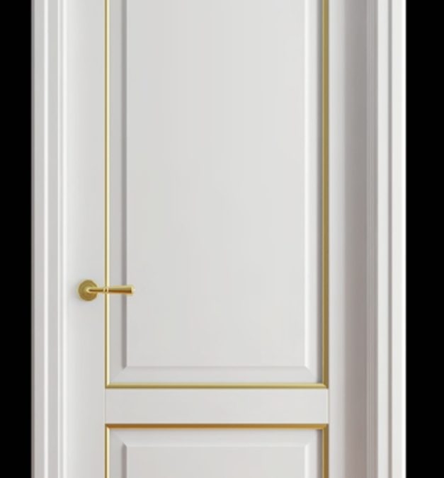 درب اتاقی چوبی سفید طلایی