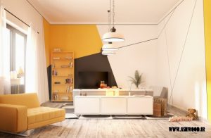 ایده تزئین اتاق نشیمن , دیوار و میز تلویزیون جالب و جدید 2018