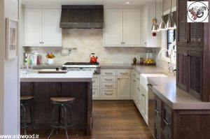 کابینت آشپزخانه 2018 با دورنگ متفاوت در دکوراسیون و دیزاین آشپزخانه جدید