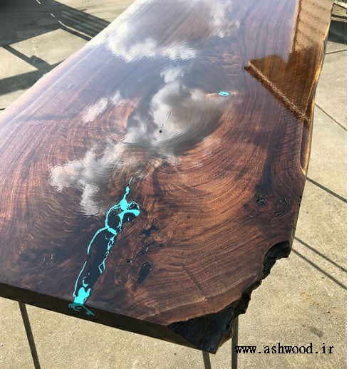 ایده میز تخته گردو اسلب رزین , فوق العاده خاص و زیبا 
