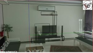 طراح و سازنده پانل های دیواری تلویزیون بهمراه شلف باکس و میز تلویزیون , طرح اسکچاپ 
