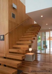مدل های راه پله چوبی با انواع طرح های جدید و کاربردی , ایده های طراحی و ساخت پله چوبی داخل ساختمان