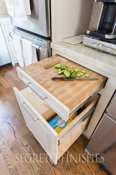 ایده تخته گوشت خرد کنی برای کابینت زمینی آشپزخانه 