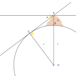 نموداری از روشِ پیشنهادی از سوی البیرونی برای برآوردِ شعاع و دورادورِ زمین