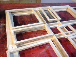 Latticed wooden windows with tinted glass