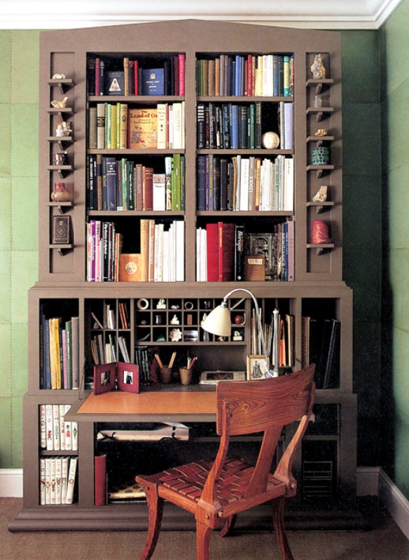 کتابخانه چوبی و میز تحریر کلاسیک و آنتیک لوکس