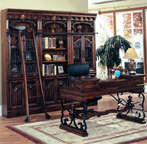 کتابخانه چوبی کلاسیک و آنتیک لوکس