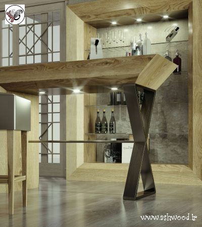 ایده میز بار چوبی , طراحی جدید برای ساخت میز چوبی , دکوراسیون میز بار 