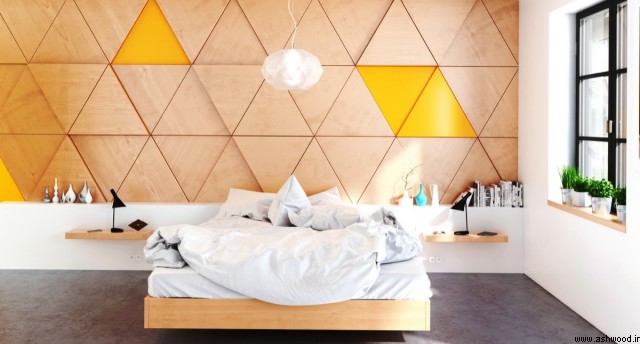 دیوار چوبی اتاق خواب , دیوار چوبی در ساختمان , طراحی داخلی با چوب , تزیین دیوار با چوب , دکوراسیون داخلی با چوب طبیعی , دکوراسیون اتاق خواب