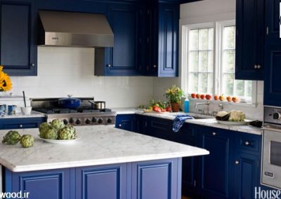 ترکیب رنگی : سفید + آبی روشن + آبی لاجوردی آشپزخانه