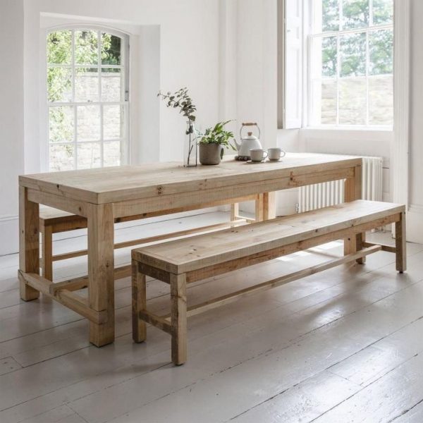 مدل میز ناهارخوری نیمکت دار چوبی 