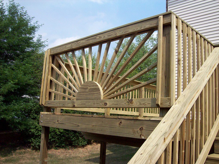 مدل نرده هندسی و سنتی چوبی برای پله و نرده تراس