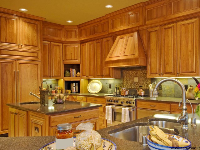 درب کابینت چوب بلوط , کابینت آشپزخانه تمام چوب کلاسیک