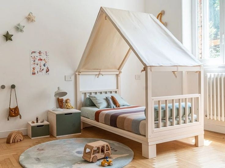 تخت خواب کلبه کودک و نوجوان ، تخت دوطبقه چوبی ، ساخت تخت خواب چوبی