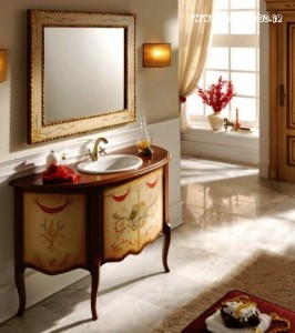 دکوراسیون کلاسیک کابینت حمام ، کمد کابینت چوبی، تمام چوب خالص . اتاژور ، قاب و آینه ، باکس