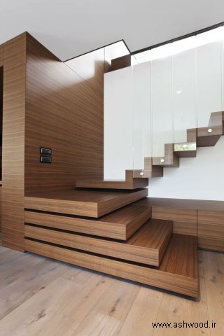 پله سبک معاصر , پله چوبی , مدل نرده پله , عکس پله 