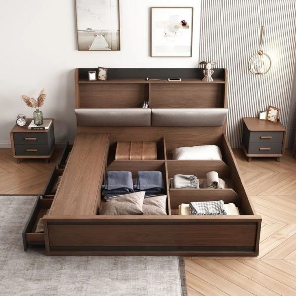 تخت خواب چوبی جک دار 