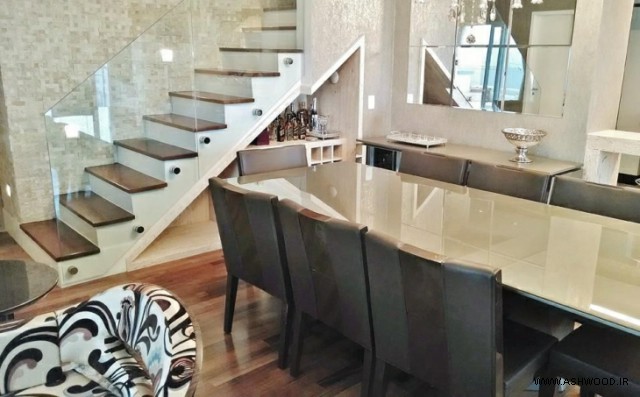 تزیین فضای زیر پله , مدل پله زیبا و کاربردی ٬ ایده پله٬ الهام و ایده در دکوراسیون راه پله چوبی