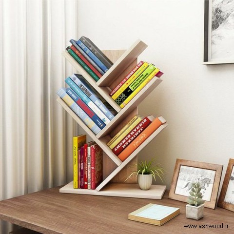 خرید کتابخانه چوبی ارزان , کتابخانه چوبی کلاسیک , مدل کتابخانه دیواری ساده