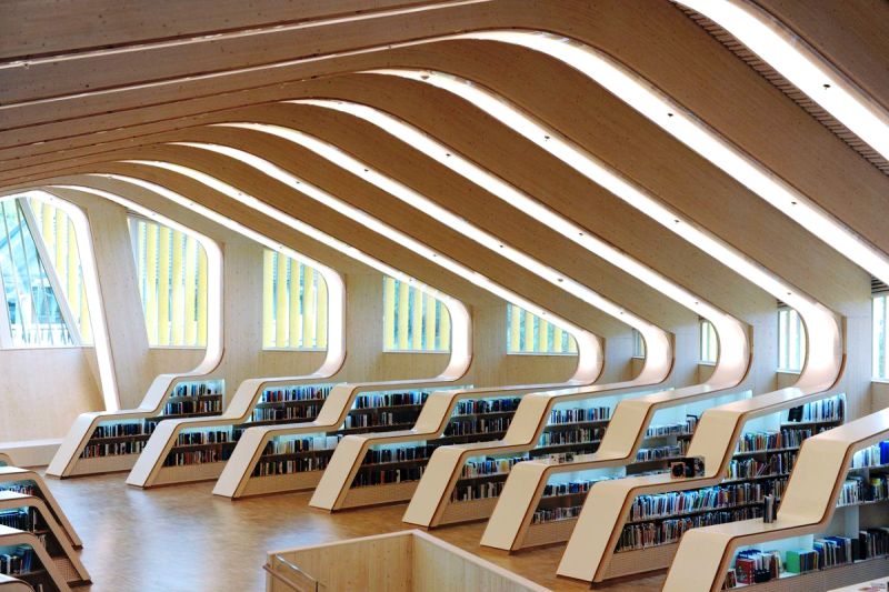 مدل دکوراسیون کتابخانه کتابخانه مدرن و زیبا چوبی